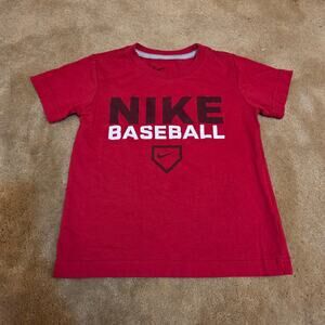 Nike Baseball Graphic Tee Boys Size 4 Red Short Sleeve Shirt